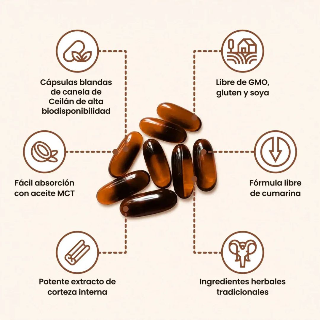 Canela de Ceylon 7200mg con Aceite MCT