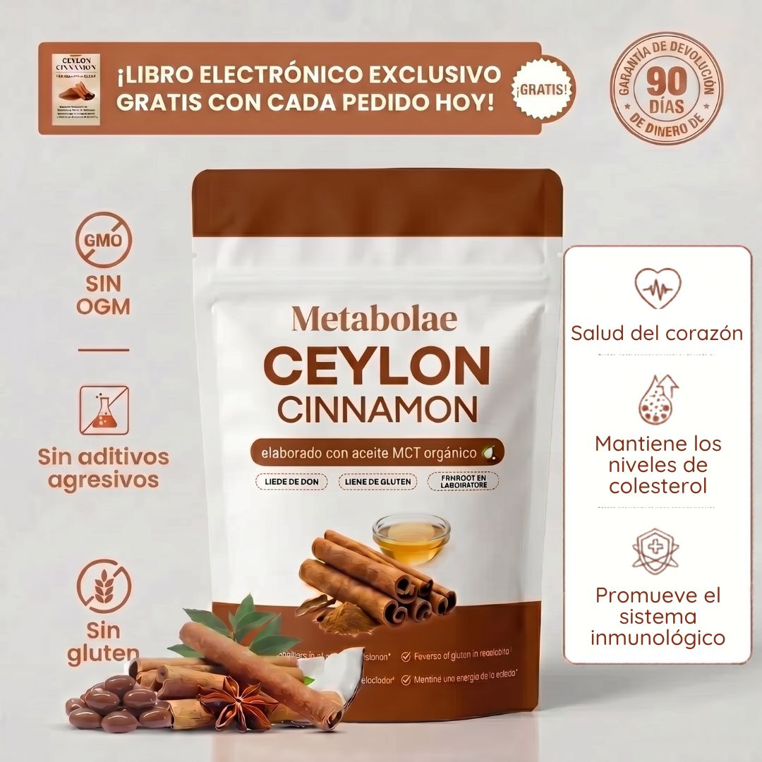 Canela de Ceylon 7200mg con Aceite MCT